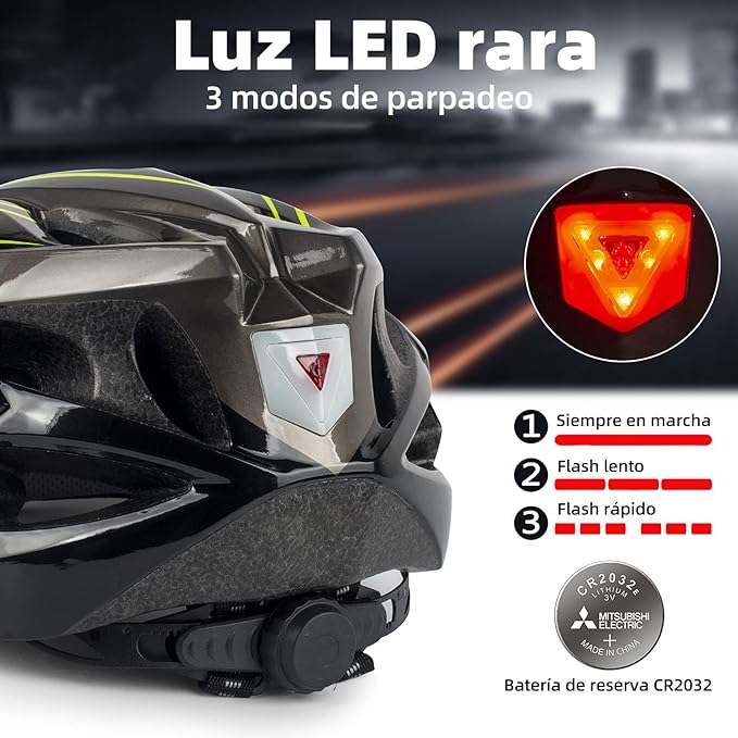 Shinmax Casco bicicleta, Casco para Bicicleta con gafas extraíbles y luz trasera LED, casco bicicleta de carretera especializado, casco bicicleta montaña ajustable/ligero ultraligero para hombres y mujeres casco ciclismo SM-T13.