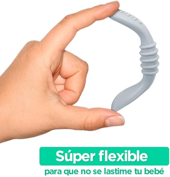 uunida baby 4 Cucharas para Bebe Suaves de Silicona Libre de BPA - 2 en 1 Cuchara y Mordedera para Bebe - Kit de Alimentacion Complementaria Bebe - Precucharas para Bebe (BLW) (2 Pre y 2 Cucharas).