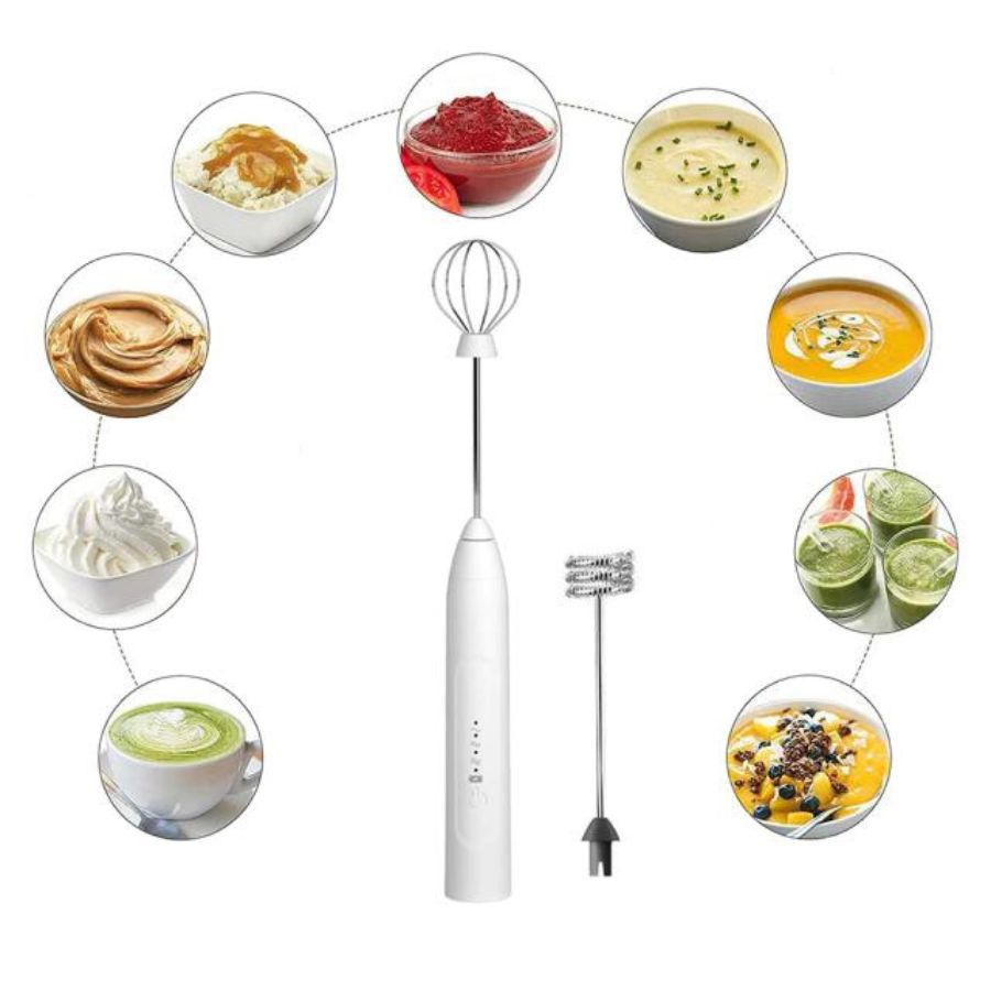 Batidora Electrica para Huevo y Cafe Recargable diversas puntas.