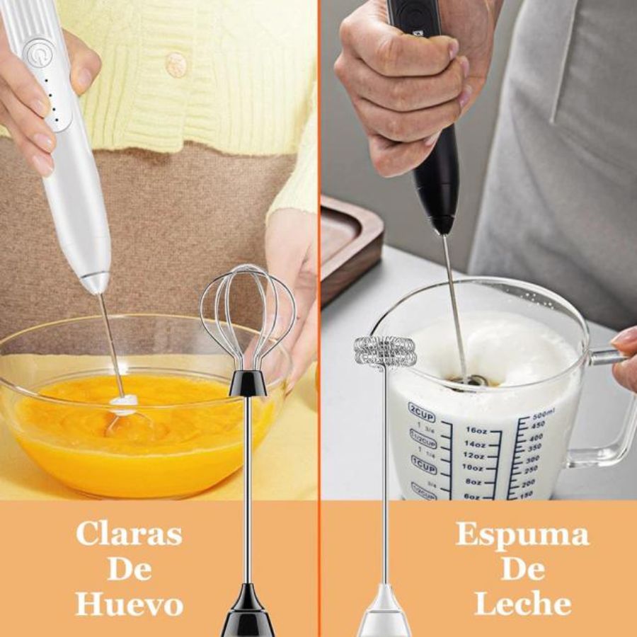 Batidora Electrica para Huevo y Cafe Recargable diversas puntas.