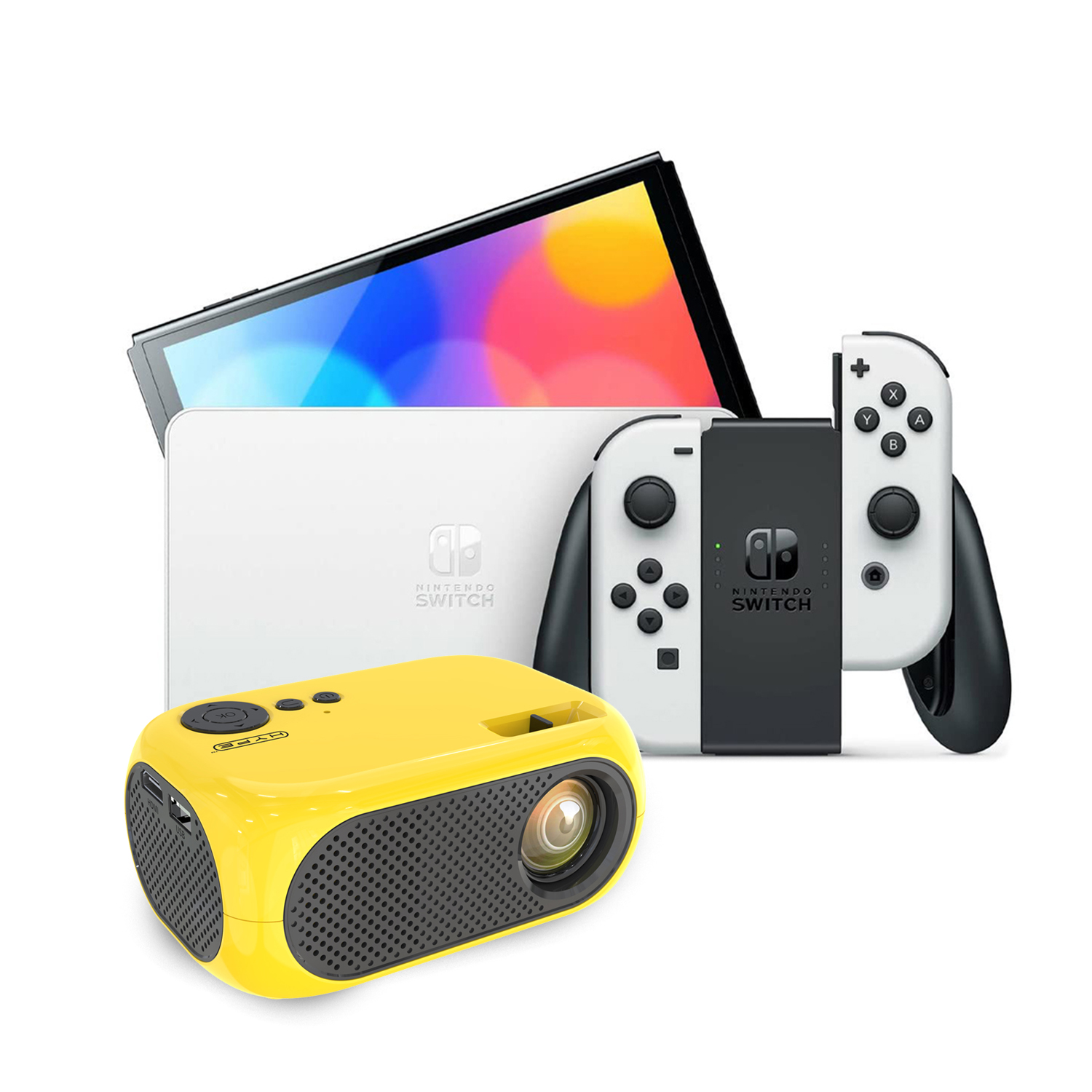 Nintendo Switch Oled 64GB Blanco Más Proyector Amarillo.