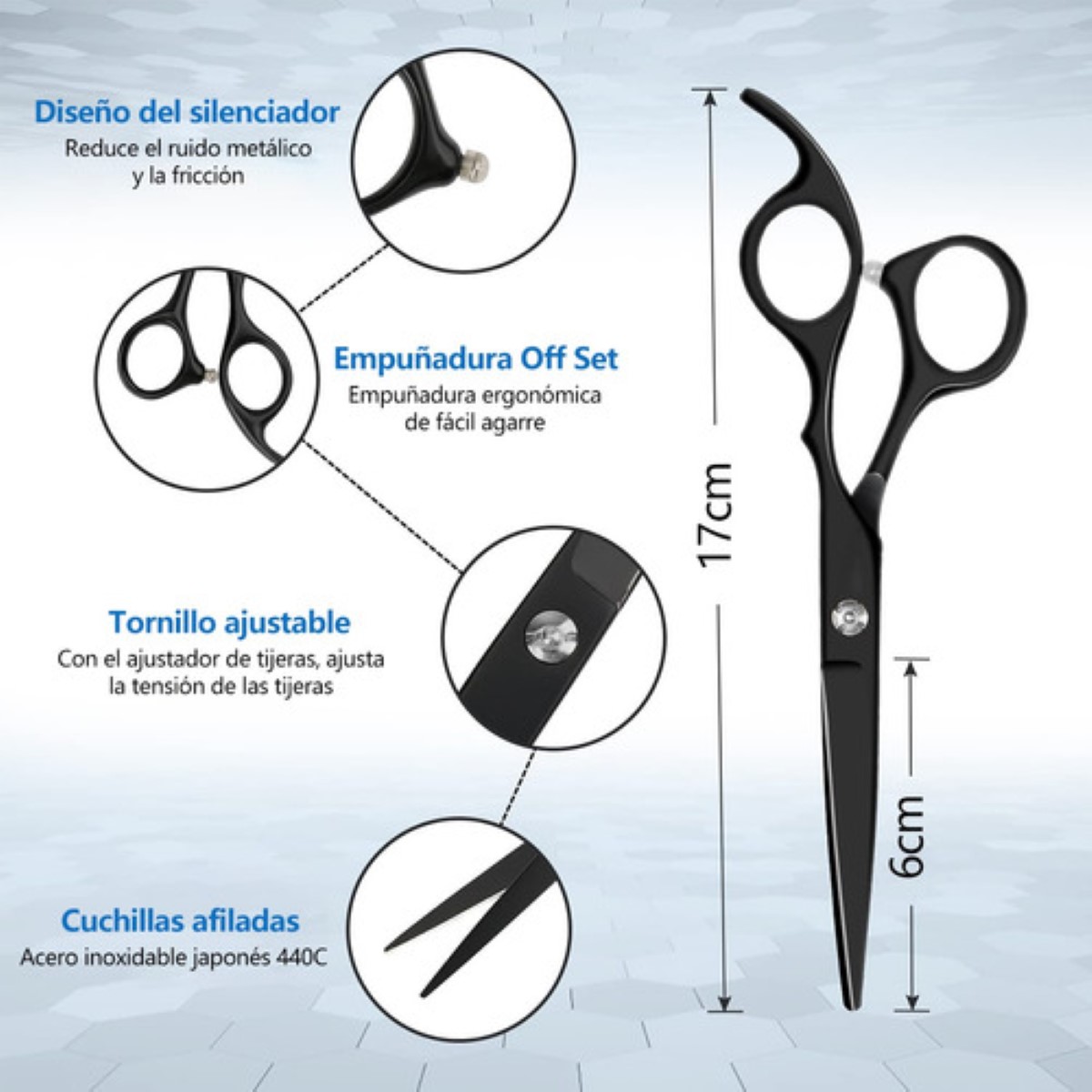 "Juego De Tijeras Para Cortar Cabello Profesional Barbero 10 negro ".