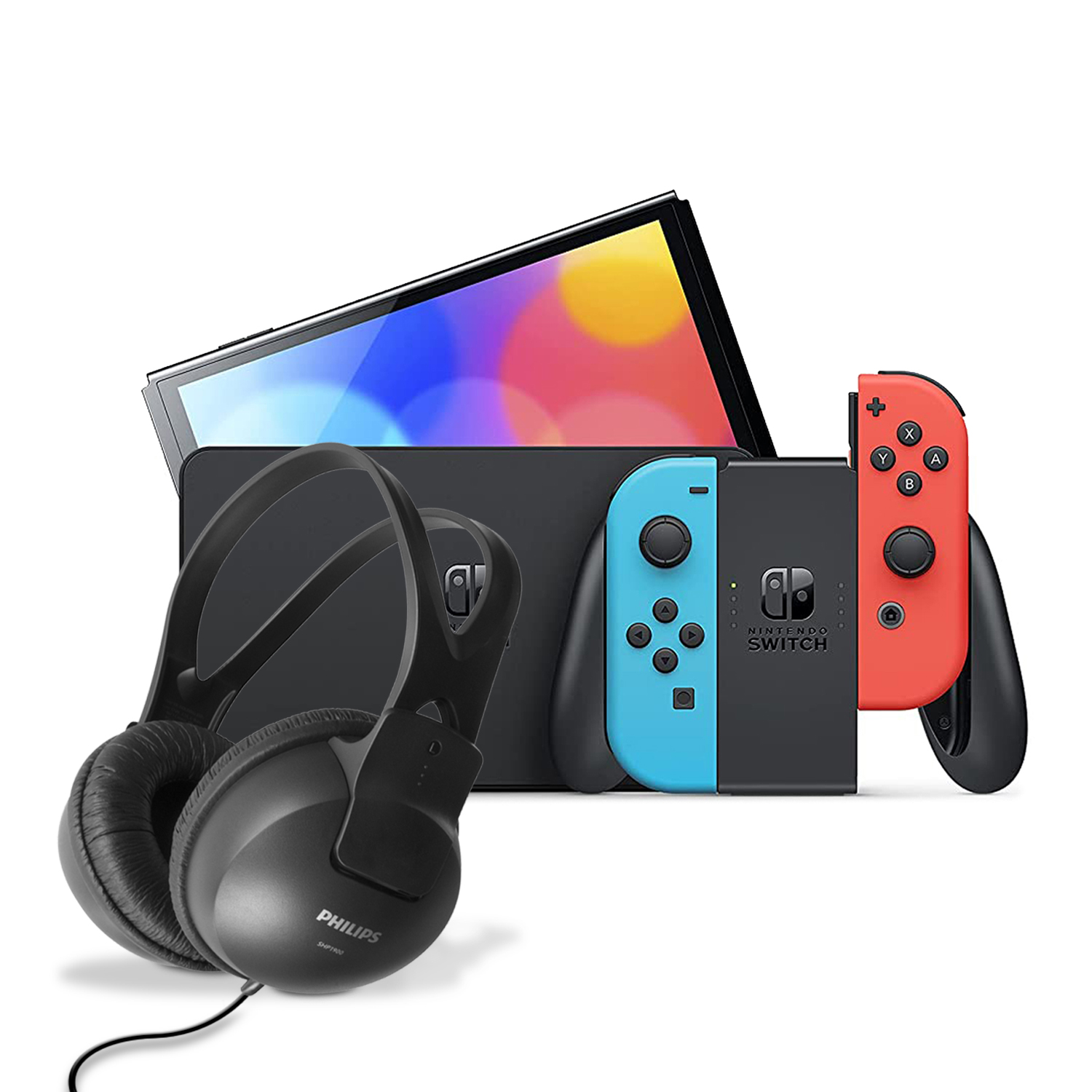 Nintendo Switch Oled 64Gb Neón Azul/ Rojo Más Audífonos Inalambricas.