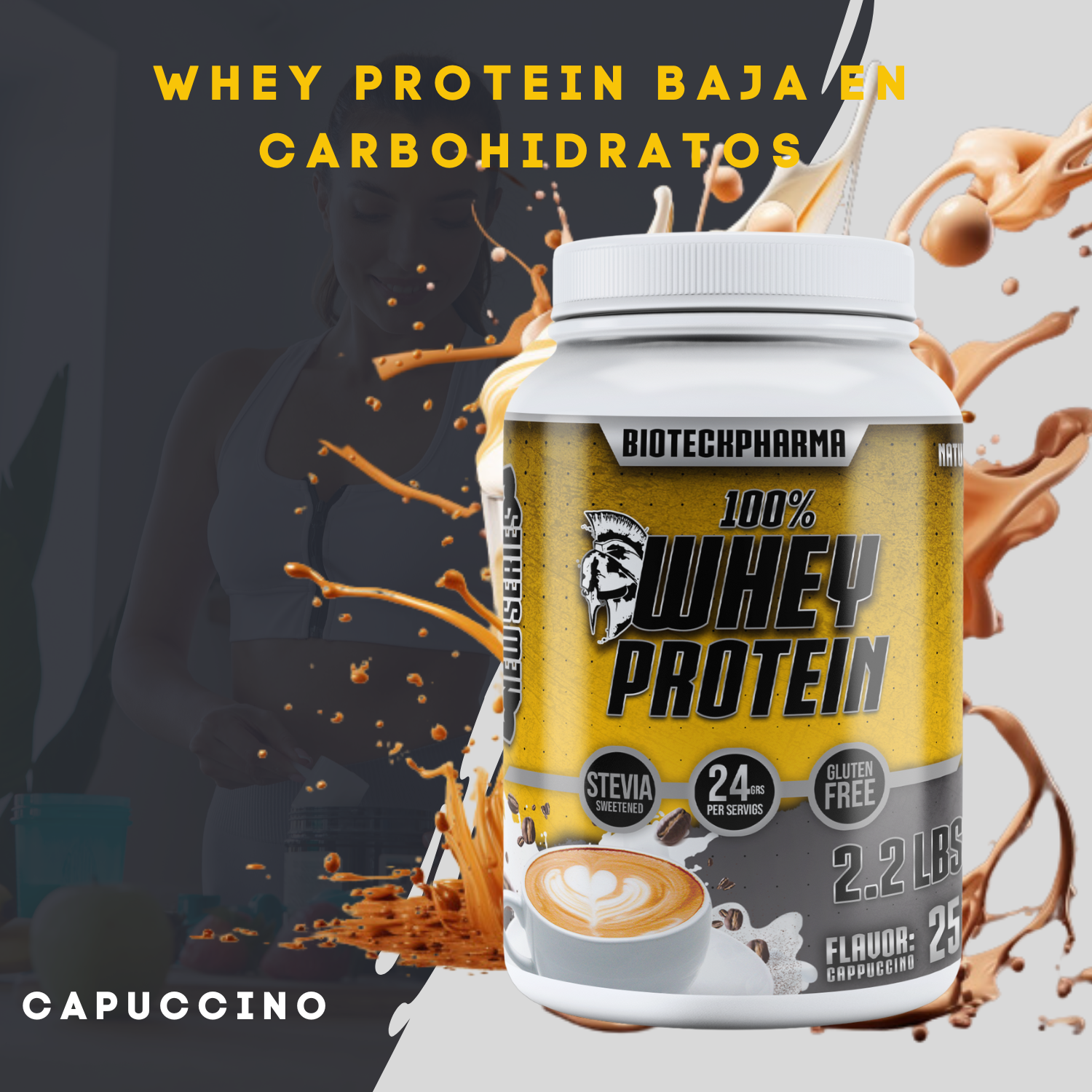 BIOTECKPHARMA| 100% Whey Protein Sabor Capuccino 2.20 lbs | 1000 grs.	