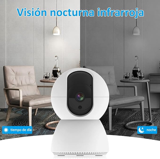 EASYTAO TV-628 Cámara de Seguridad Interior, 2K 3MP Cámara Alexa WiFi, iCSee O Tris Home App, Audio Bidireccional, Control Remoto, Detección de Movimiento, Visión Nocturna,Compatible con Alexa.