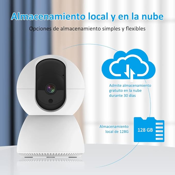 EASYTAO TV-628 Cámara de Seguridad Interior, 2K 3MP Cámara Alexa WiFi, iCSee O Tris Home App, Audio Bidireccional, Control Remoto, Detección de Movimiento, Visión Nocturna,Compatible con Alexa.