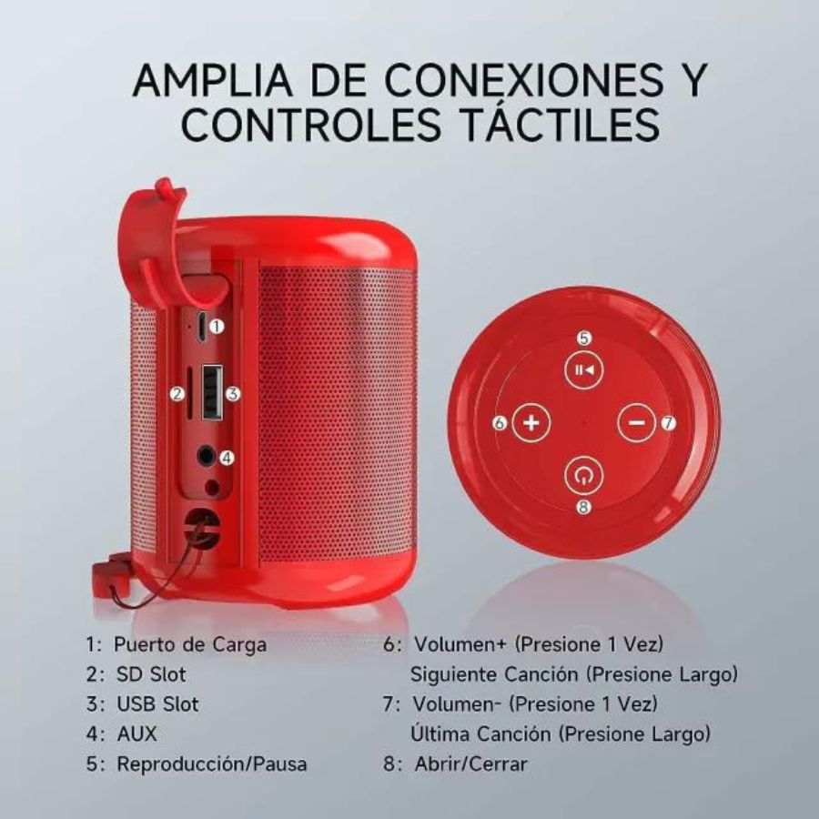 Mini Bocina Portátil Bluetooth 1Hora Antigolpes