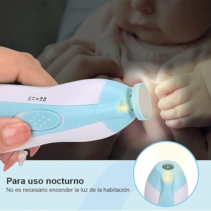 Lima de uñas bebe, VOICEPTT Set de Cuidado de uñas para Bebés 10 en 1, Pulidor de uñas para bebés Cortaúñas Versátiles con Luz LED.