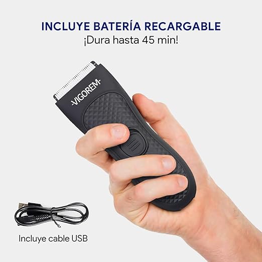 A VIGOREM Light Rasuradora para hombre corporal y zonas íntimas,Impermeable grado IPX-6,cuchillas de cerámica anticorte diseño compacto ideal para viajar y llevar a todos lados.
