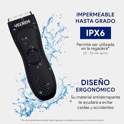 A VIGOREM Light Rasuradora para hombre corporal y zonas íntimas,Impermeable grado IPX-6,cuchillas de cerámica anticorte diseño compacto ideal para viajar y llevar a todos lados.