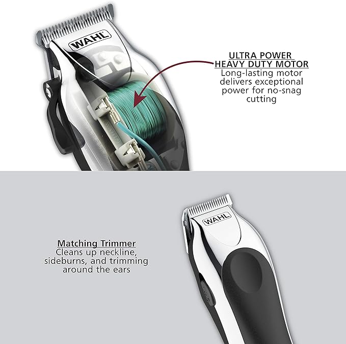 A Wahl - Maquina para cortar cabello -Kit completo de corte de pelo 79524-5201 Chrome Pro de 25 piezas.