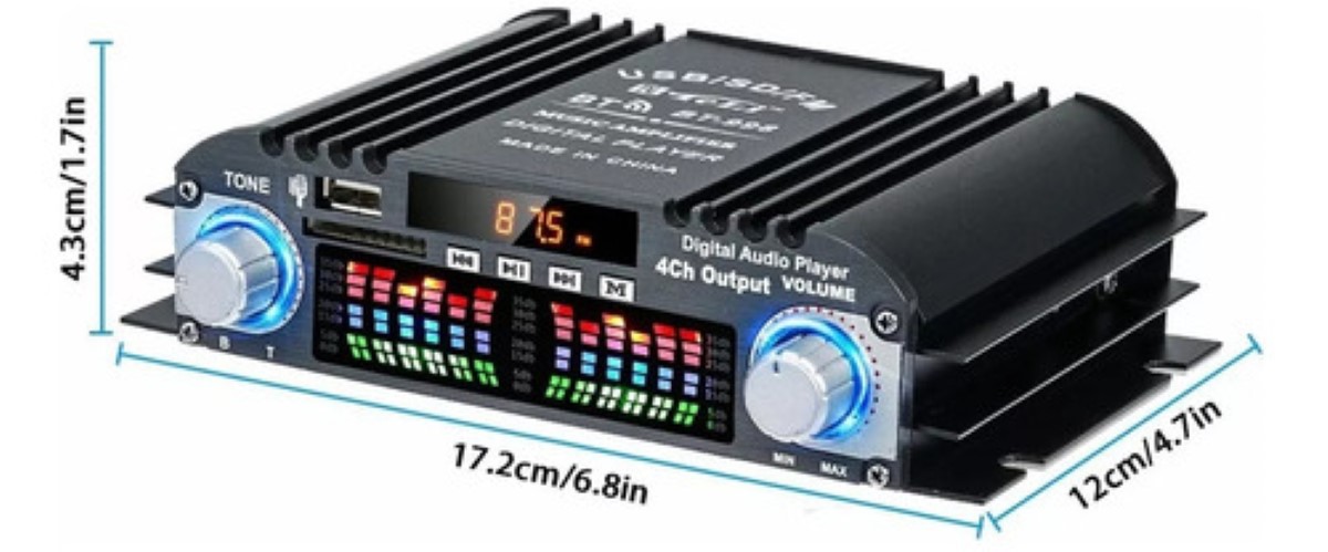 "Mini Amplificador 12v Coche De Audio Bt5.0 De 4 Canales "