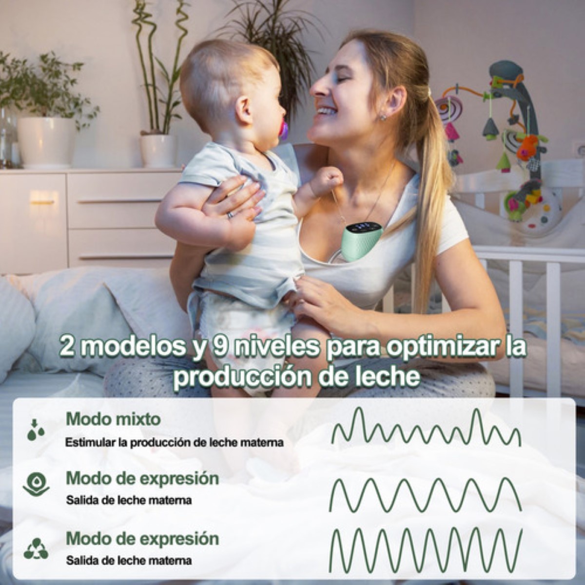 "Sacaleches Extractor Usable De Leche Eléctrico Portátil verde "