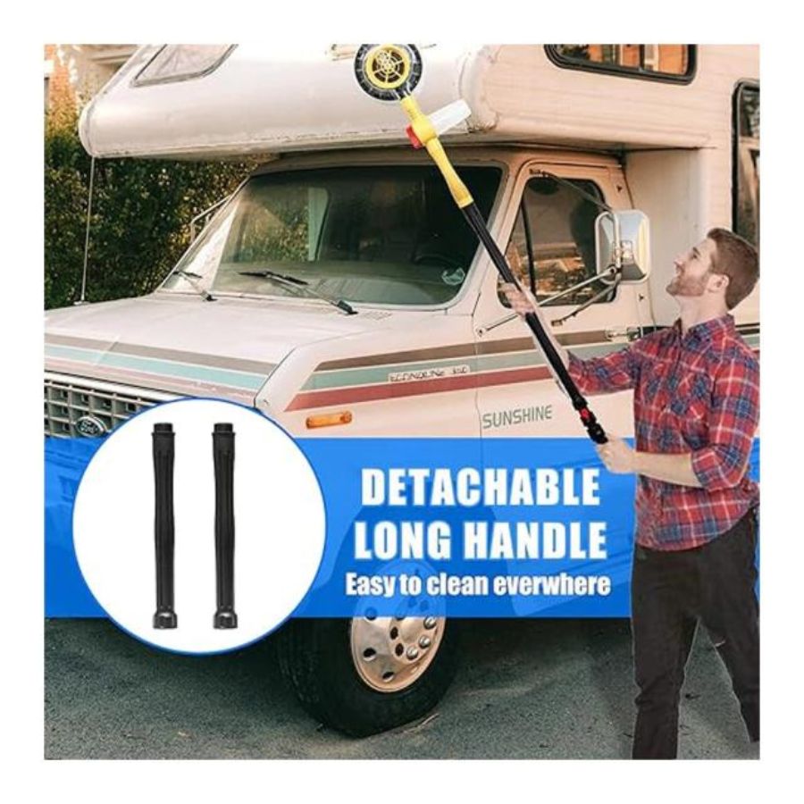 Kit 3 en 1 para lavado de carro automóvil con cepillo giratorio, pistola de agua y trapo de microfibra