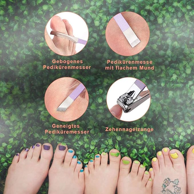A Manicura Set 16 en 1 manicure kit acero inoxidable manicura y pedicura, conjunto de uñas de acero inoxidable, conjunto profesional de corte de uñas de belleza (Púrpura).
