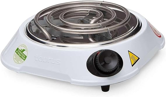 TAURUS ALPHA | Parrilla Eléctrica 1 Quemador | Termostato de Seguridad Evita Sobre Calentamiento | Control de Temp | Resistencia Aplanada para Mayor Estabilidad | Indicador Luminoso | 700 W.