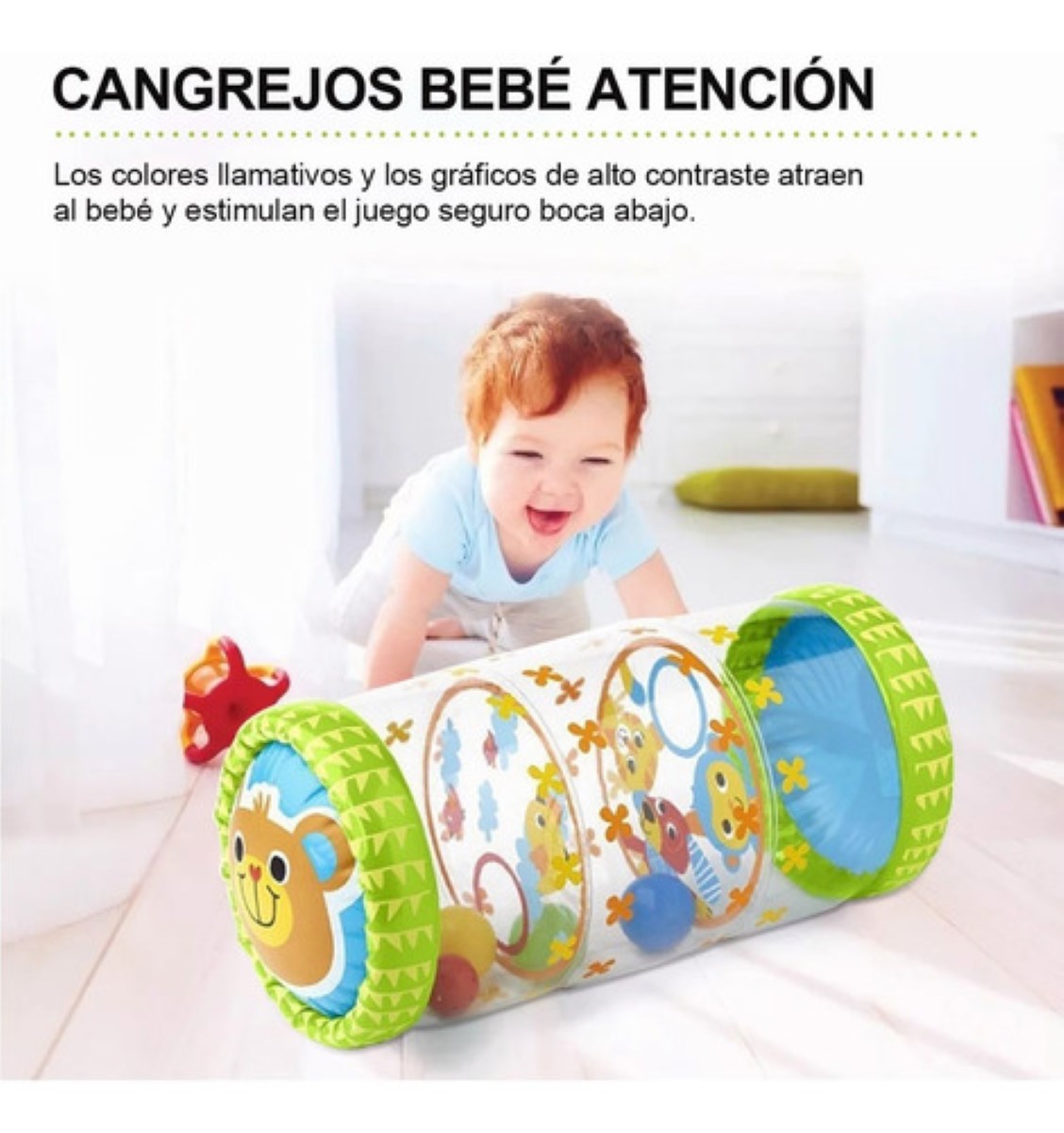 Cilindro Inflable Para Bebé Estimulación Gateo verde