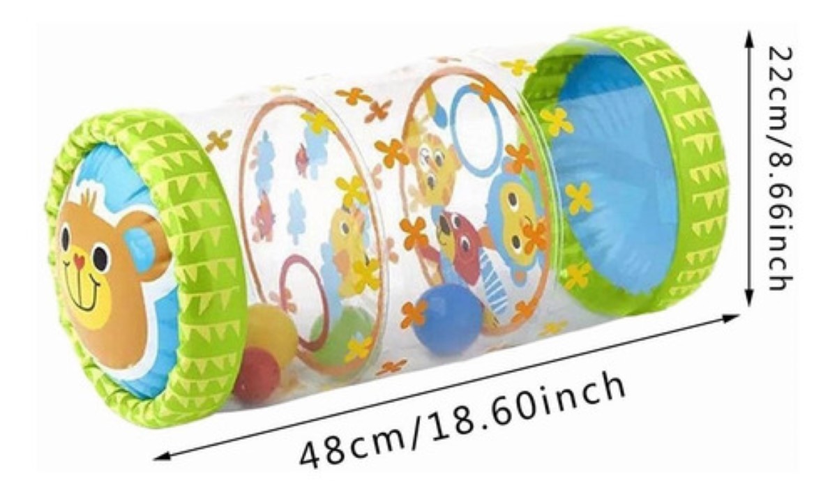 Cilindro Inflable Para Bebé Estimulación Gateo verde