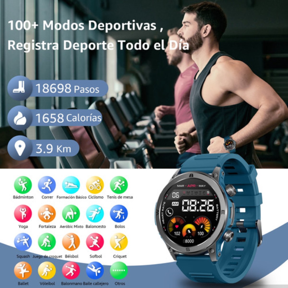 "Reloj Inteligente Hm37 Smartwatch Deportivos Con Llamadas Azul "