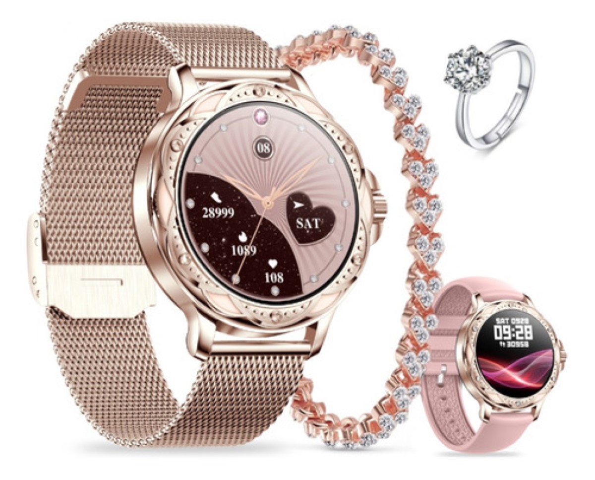Reloj Inteligente Diamond Elegante De Mujeres oro rosa.