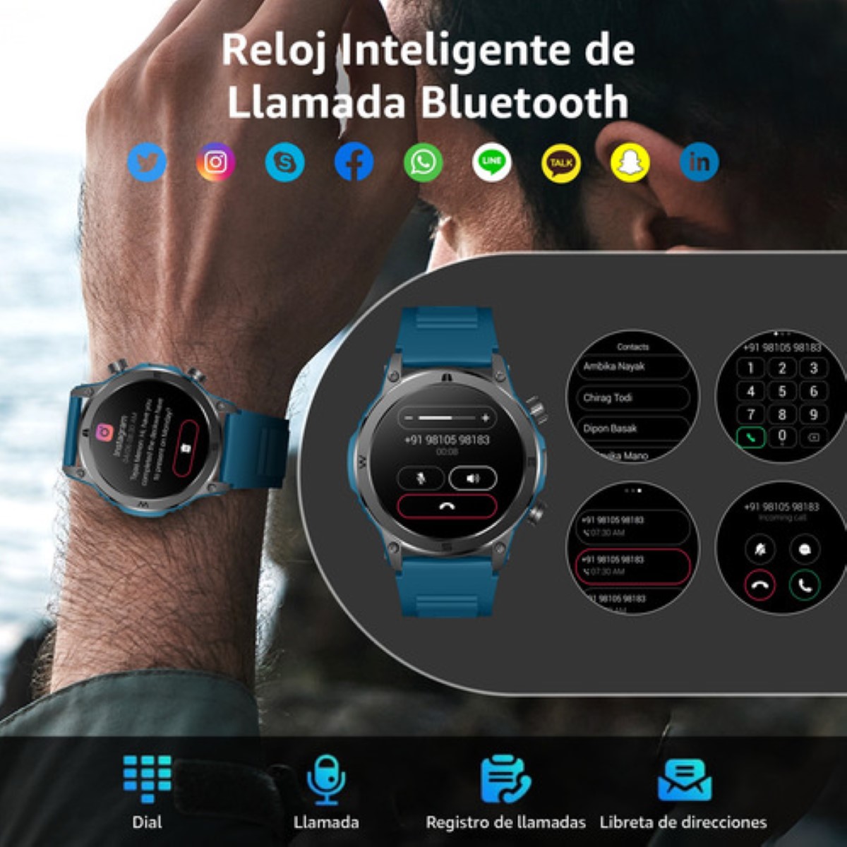 "Reloj Inteligente Hm37 Smartwatch Deportivos Con Llamadas Azul "