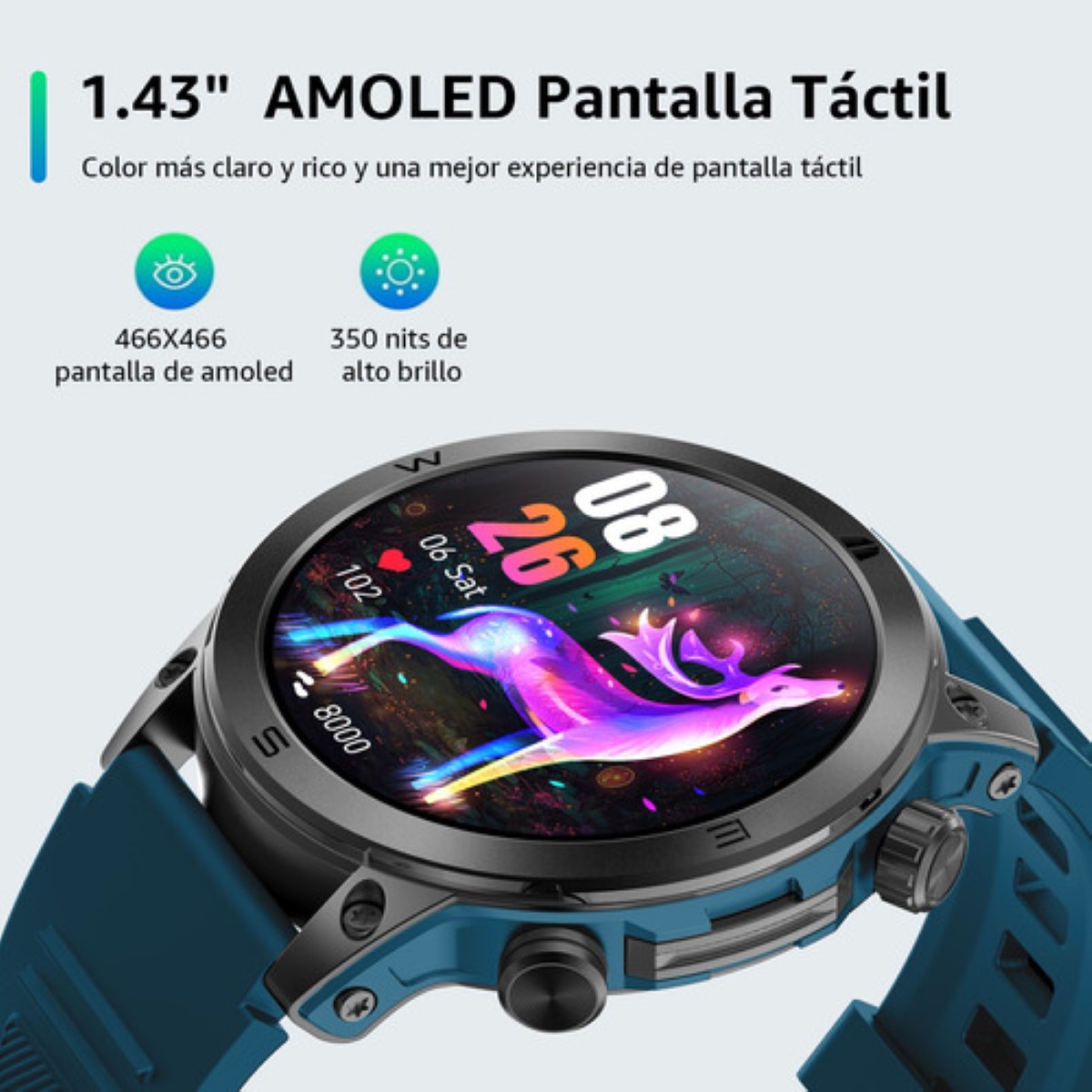 "Reloj Inteligente Hm37 Smartwatch Deportivos Con Llamadas Azul "