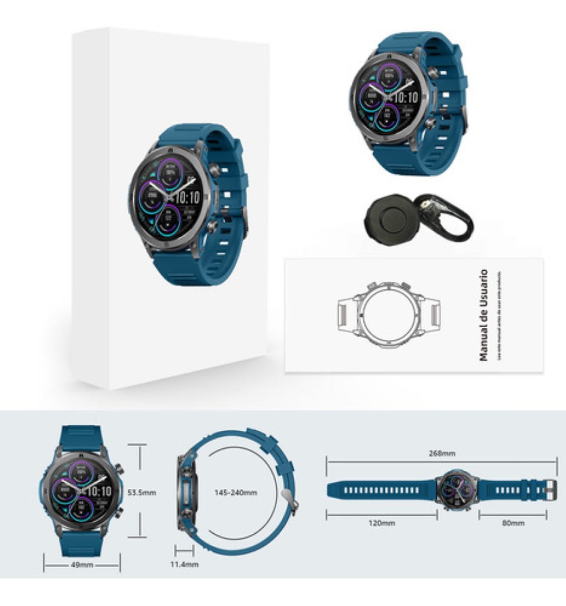 "Reloj Inteligente Hm37 Smartwatch Deportivos Con Llamadas Azul "