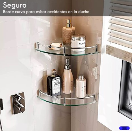 Ducha Organizador Repisas Esquineras De Vidrio Estante 4 pizas T.