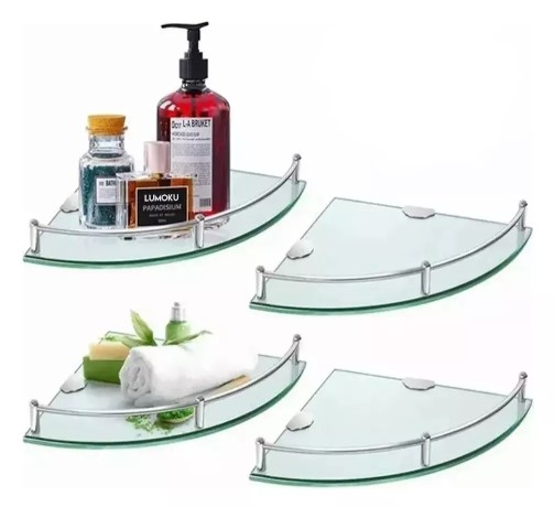 Ducha Organizador Repisas Esquineras De Vidrio Estante 4 pizas T.