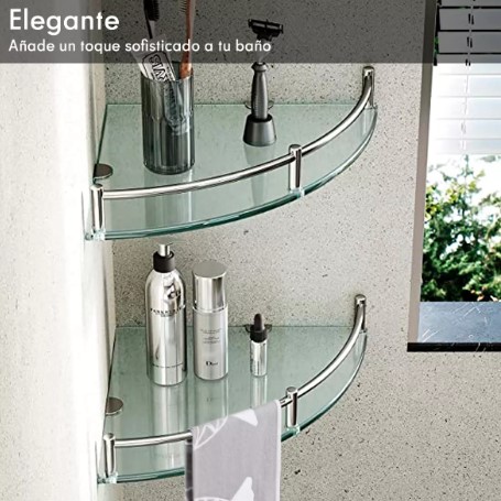 Ducha Organizador Repisas Esquineras De Vidrio Estante 4 pizas T.