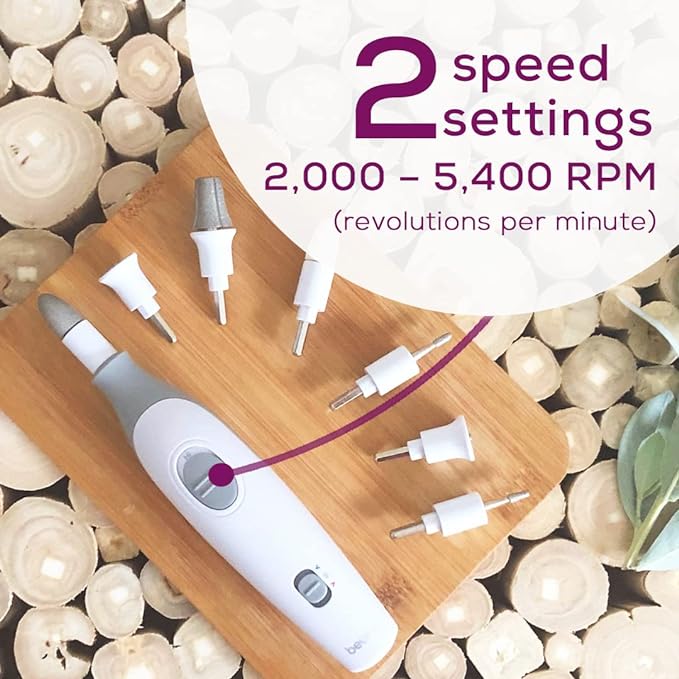 A Beurer - Set eléctrico de manicura y pedicura con potente lima de uñas con 7 accesorios y sistema de velocidad para cuidado de calidad de salón de manos y pies en casa.