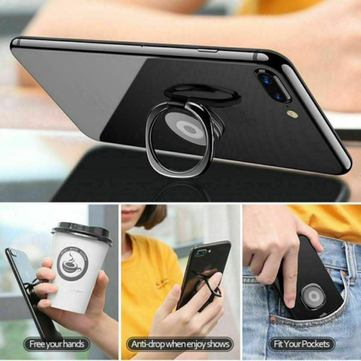 "Anillo Holder Sujetador Para Celular Metal 360° Soporte oro rosa "