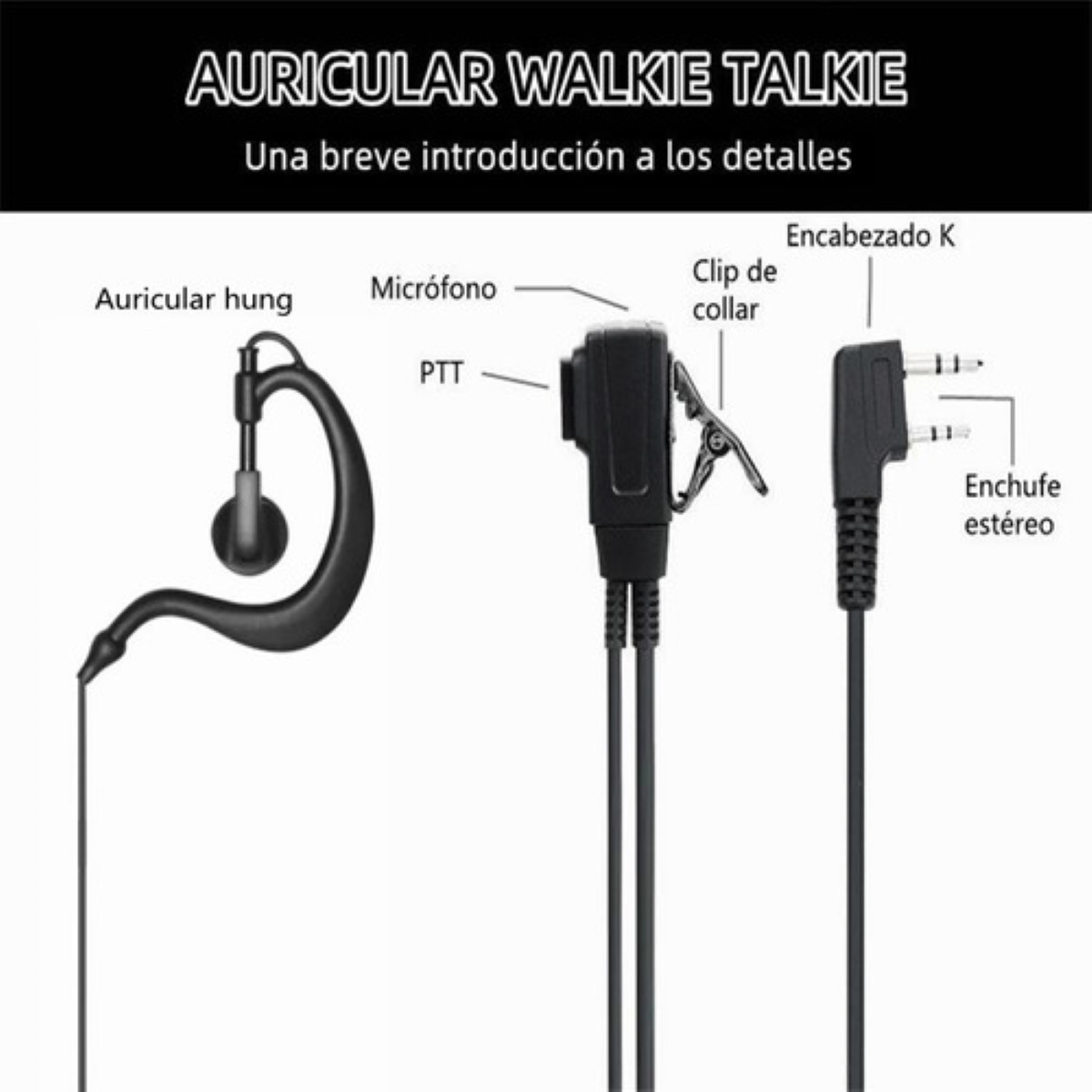 "Audifonos Manos Libres Para Radio Kenwood Y Baofeng,2 Pzs "