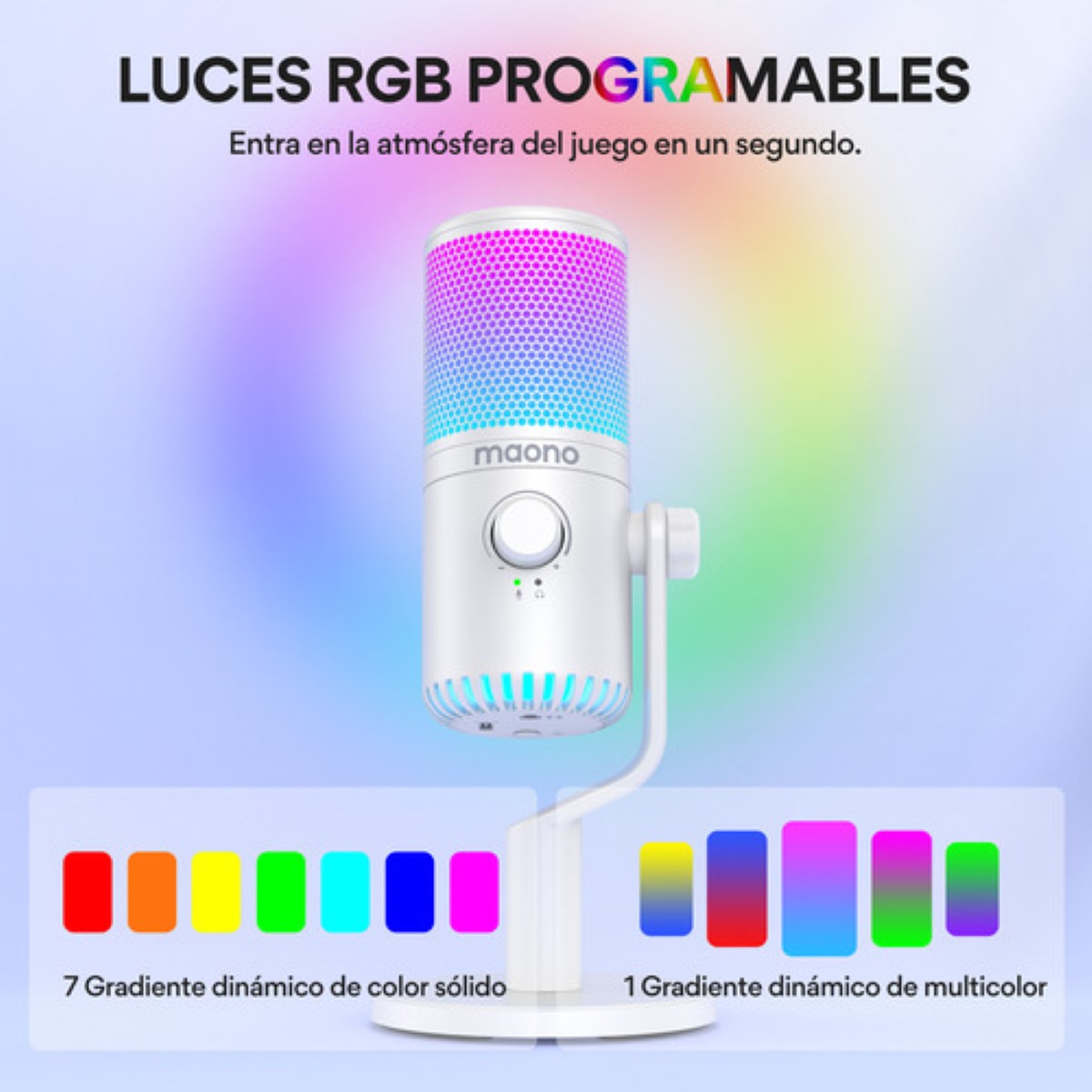 "Maono Micrófono Gamer Condensador Usb Podcast Pc Dm30 Rgb blanco "