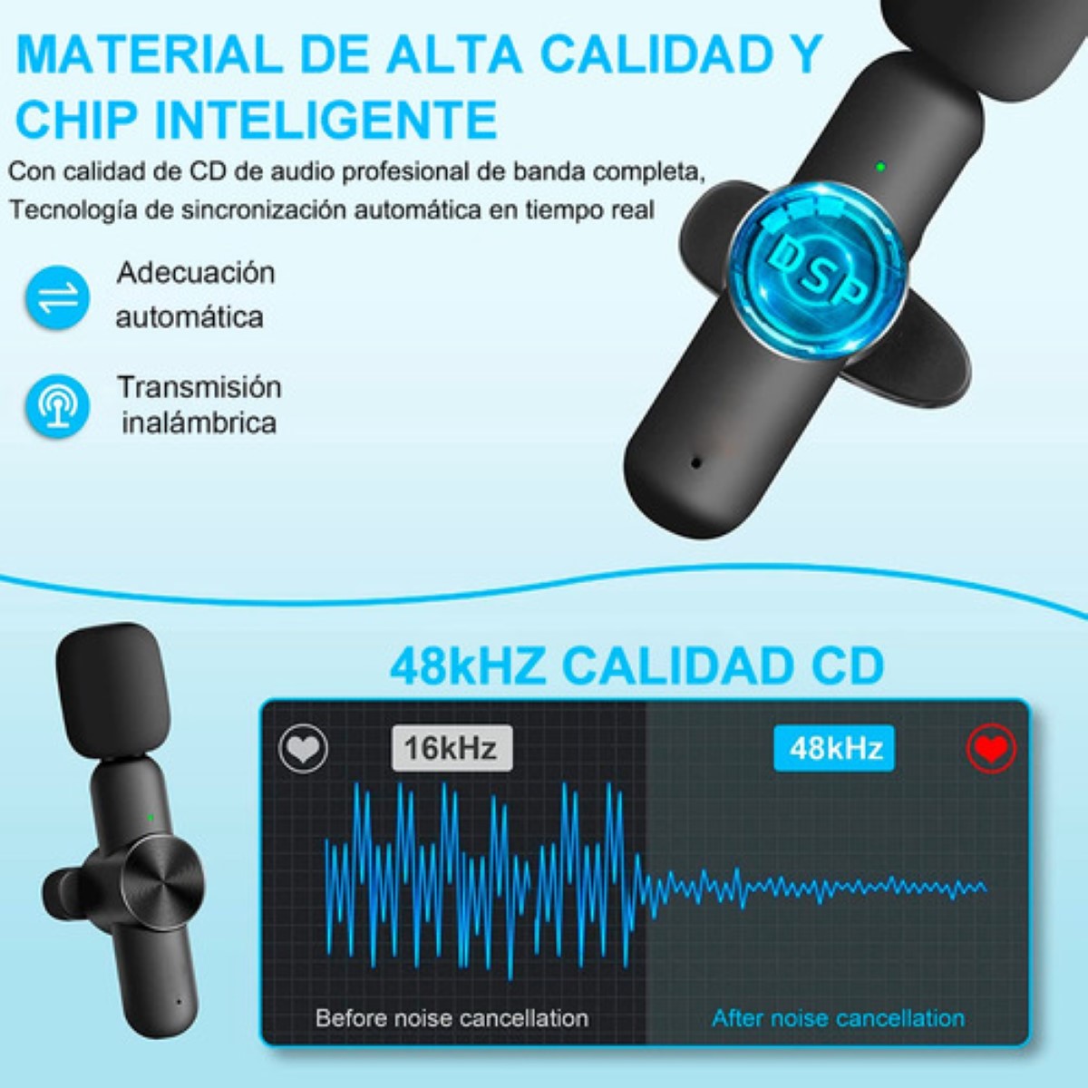 "2 Micrófono Lavalier Inalámbrico Para iPhone Android Y Pc Negro "