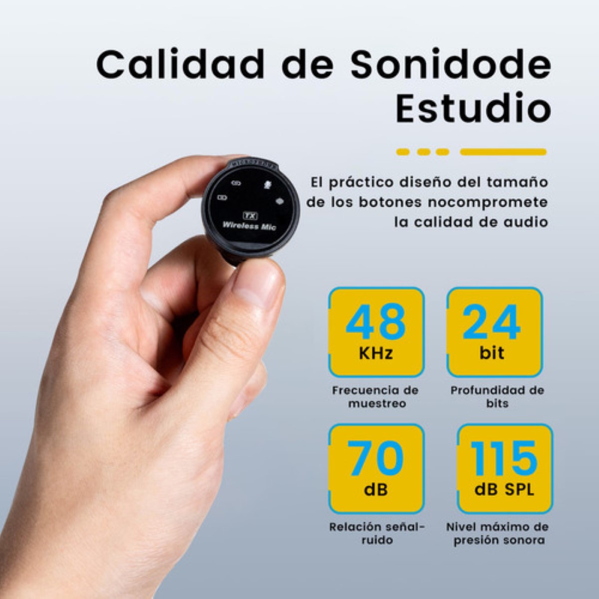 2Pcs Mini Micrófono de Solapa Inalámbrico para iPhone y Android Hi-Fi Amarillo Negro