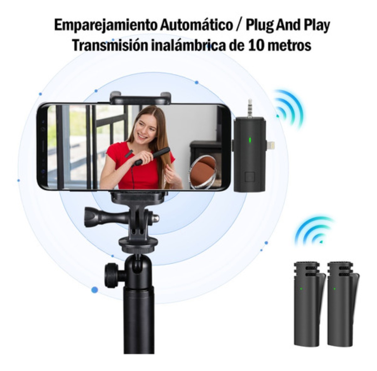 "Micrófono Lavalier Inalámbrico De 2 Piezas Para iPhone iPad "