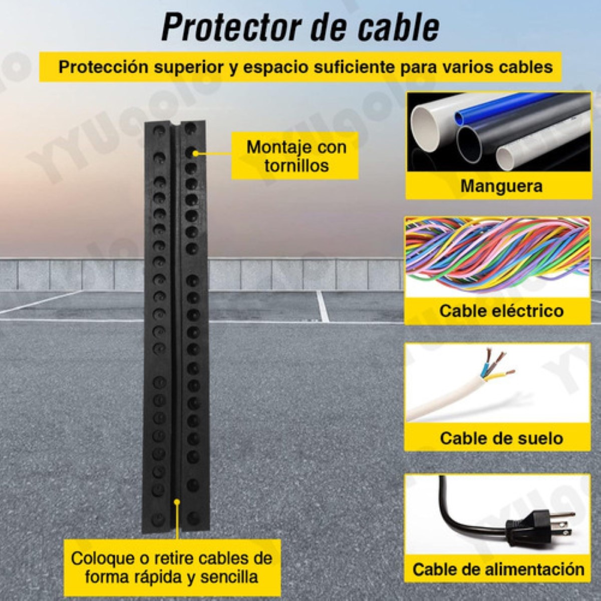 "Canal De Protección De Cables 1 Metro 2pcs amarillo negro "