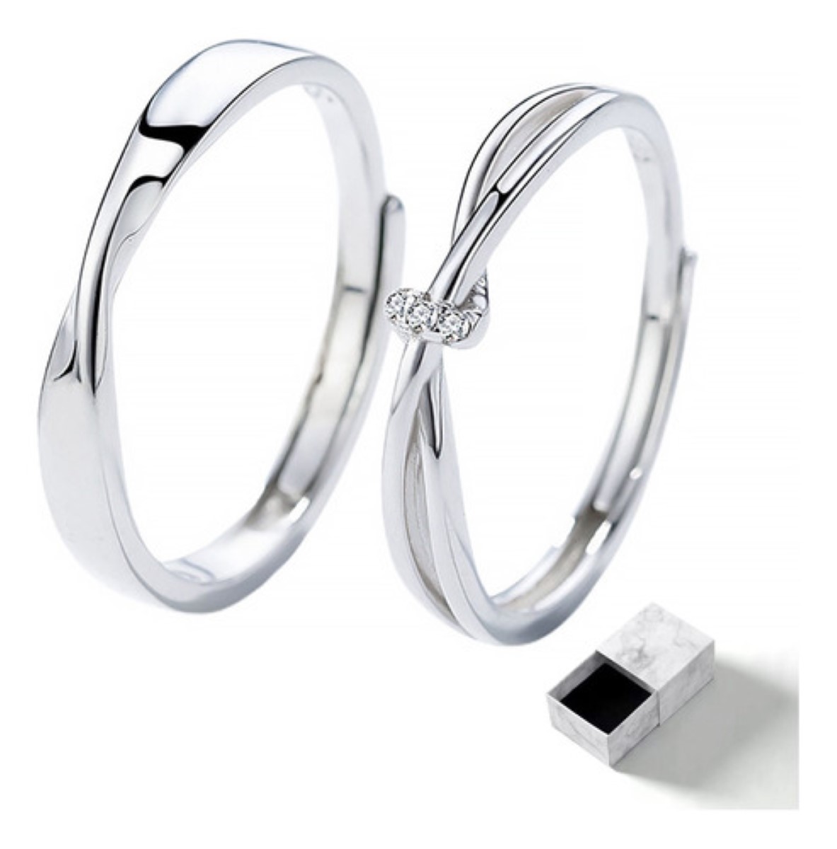 "Anillo De Compromiso De Promesa Plata 925 Hombre Y Mujer 2pz plateado ".