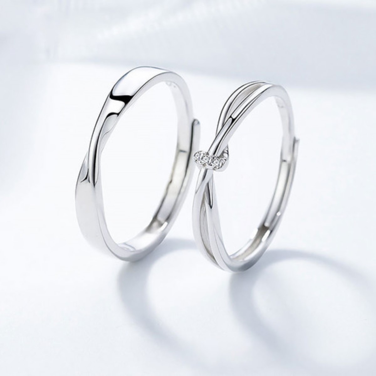 Anillo De Compromiso De Promesa Plata 925 Hombre Y Mujer 2pz