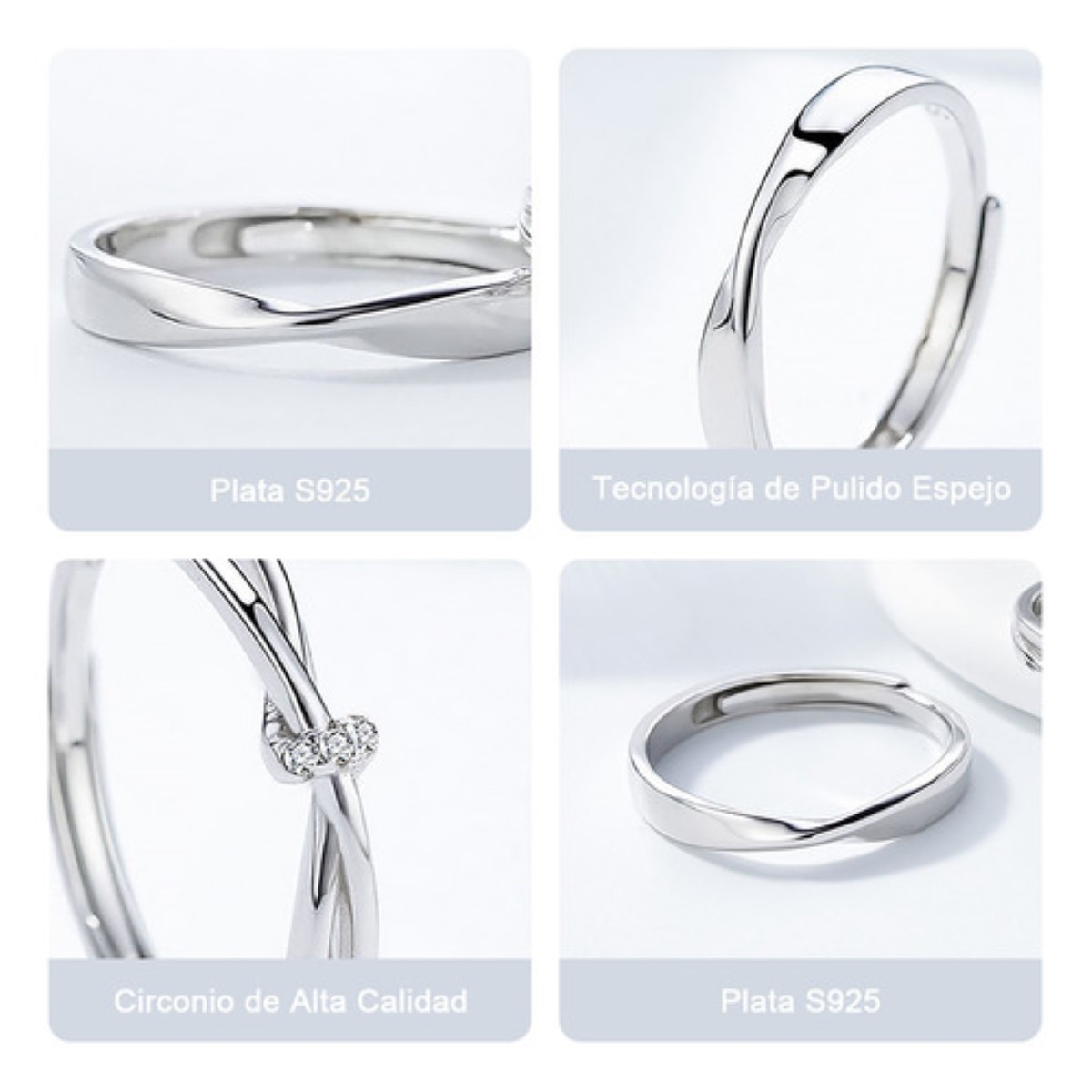 "Anillo De Compromiso De Promesa Plata 925 Hombre Y Mujer 2pz plateado ".