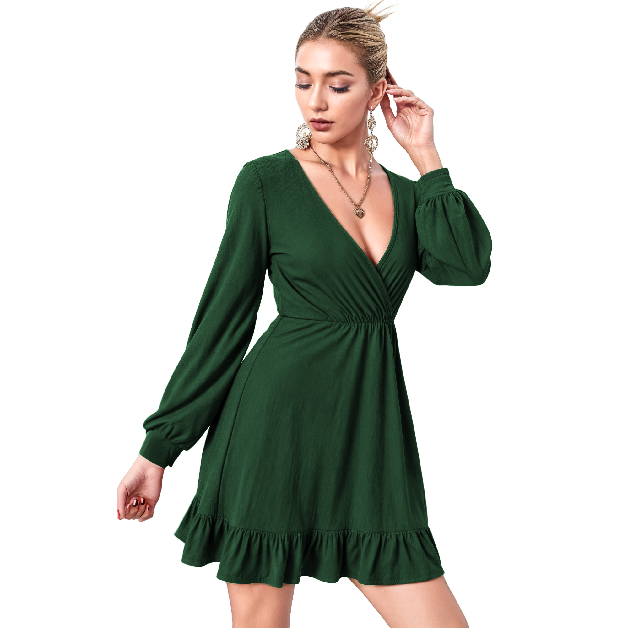 Vestidos Cortos Casuales Con Mangas Vestido Cruzado Casual