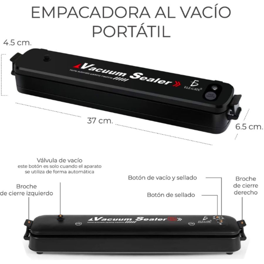 Maquina Selladora De Alimentos Al Vacío Vacuum Sealer Portatil.