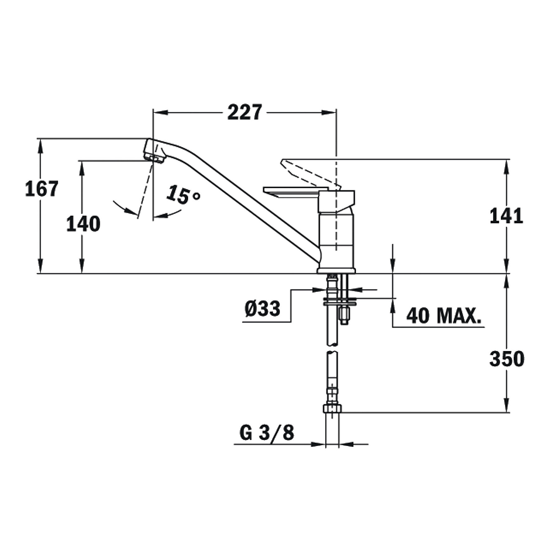Llave Mezcladora Monomando Teka MF2 PROJECT (ML) de 17 cm Acabado Cromo