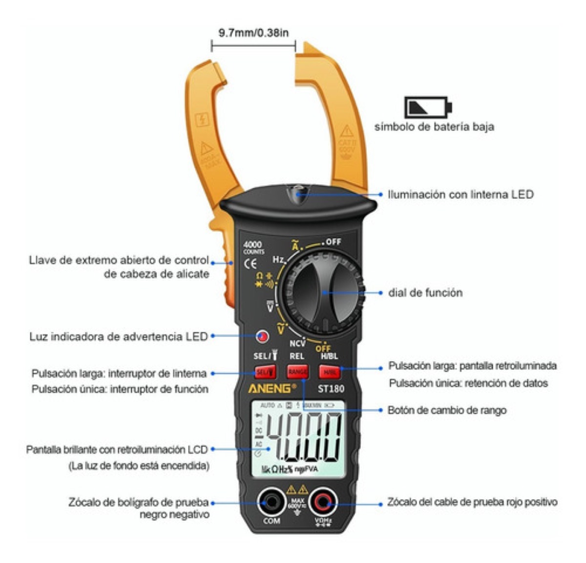 Digital Pinza Multímetro Craftsman 4000cuentas Ac/dc