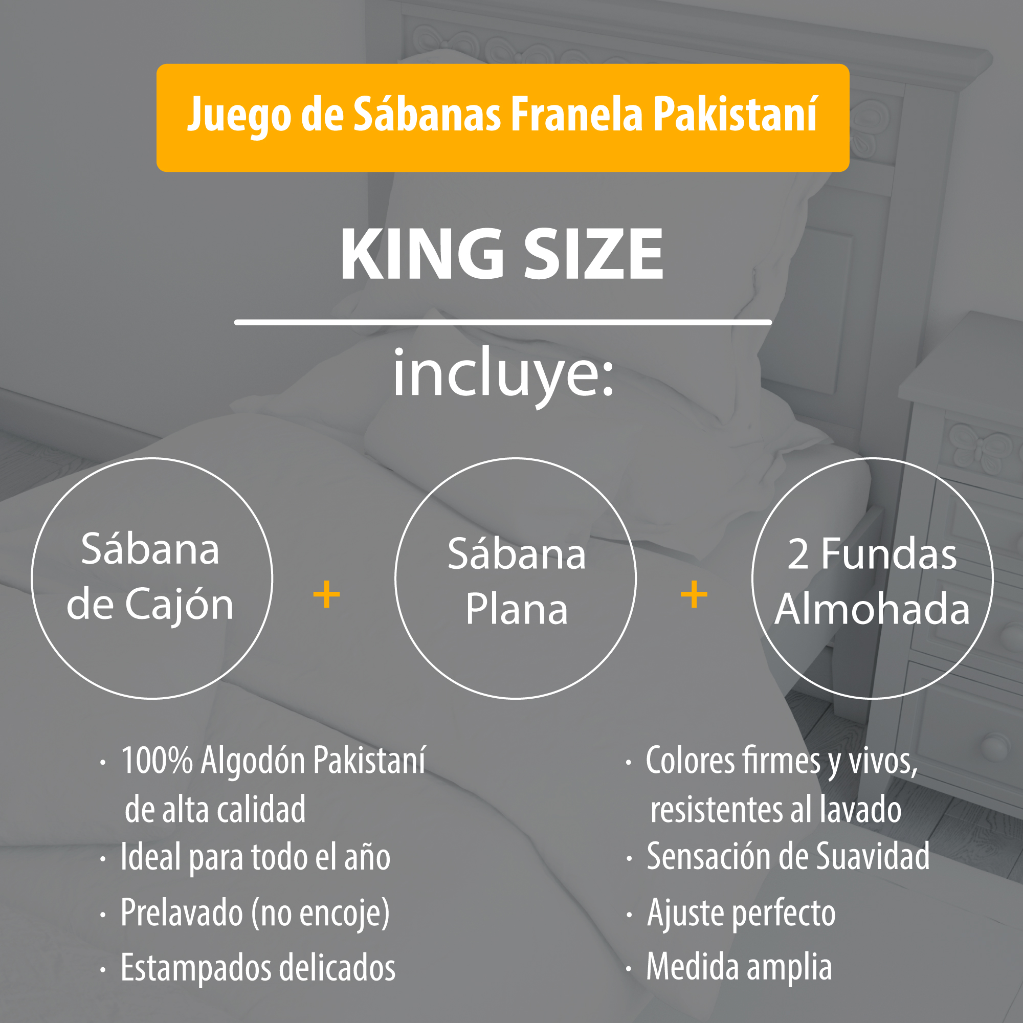 Sábana De Franela King Size Estampado - Logum  Algodón 100% - Tacto Suave.