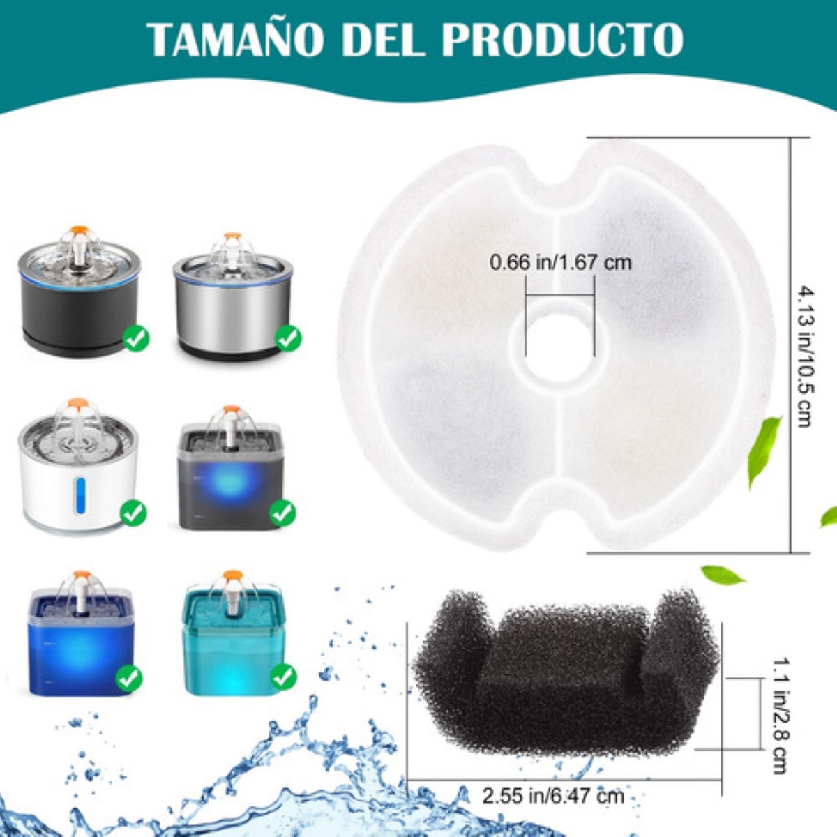 "12 Flores Fuentes Carbón Activado Filtros Agua Cat Perro "