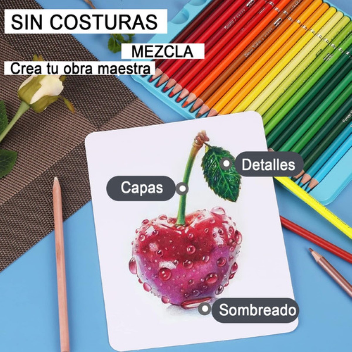 Juego De Lápices De Colores De Calidad Prémium, 72 Piezas Estuche Azul