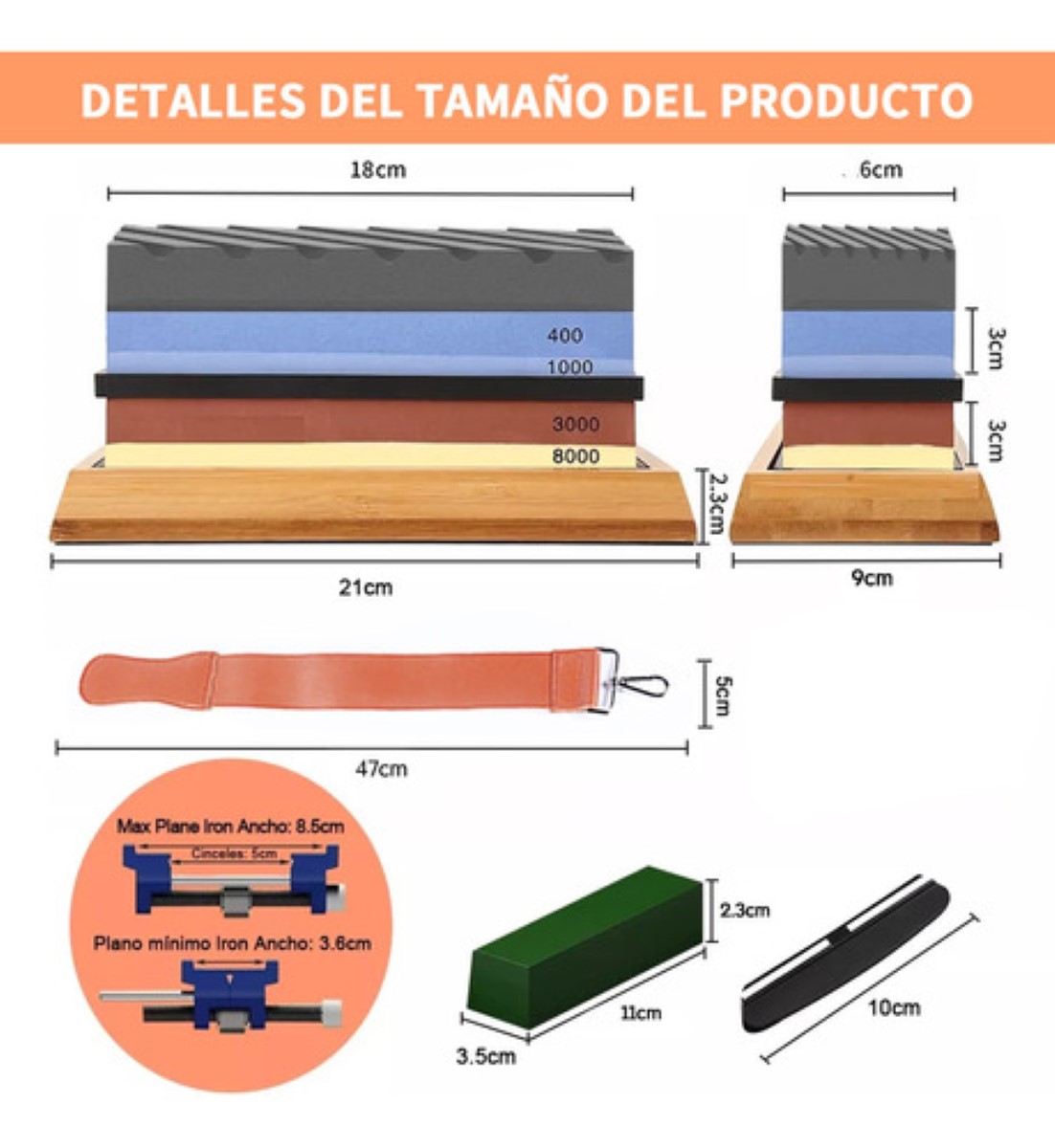 "Juego De Piedra Afilar 400/1000 3000/8000  Doble 13 En 1 "