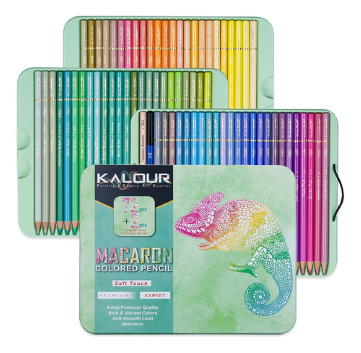 Set 72 Lápices Macaron Colores Dibujo Profesional +estuche verde.